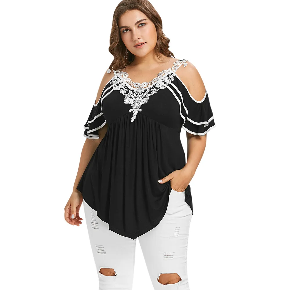 Joineles Plus Size Layered Cold Shoulder T-Shirt Summer Lace Crochet Ruffles Off Shoulder Ruched Asymmetrical Women Tshirt Tops
Joineles Plus Size Layered Cold Shoulder T-Shirt Summer Lace Crochet Ruffles Off Shoulder Ruched Asymmetrical Women Tshirt Tops