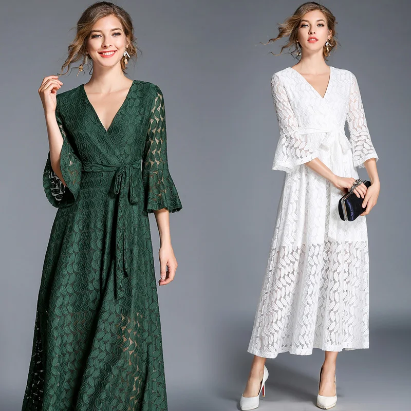 Vintage Hollow-out Lace Women Long Dress Single Breasted Bandage Elegant Mermaid Female Dress Full Sleeve Spring Vestidos femme
Vintage Hollow-out Lace Women Long Dress Single Breasted Bandage Elegant Mermaid Female Dress Full Sleeve Spring Vestidos femme
