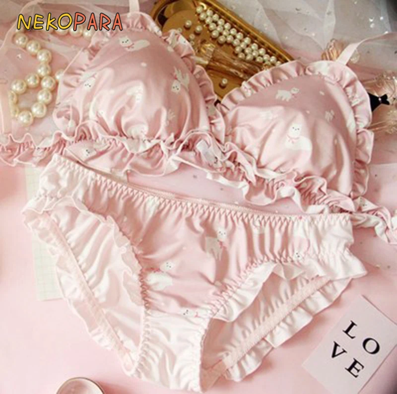 Alpaca Cute Japanese Bra & Panties Set Wirefree Soft Underwear Sleep Intimates Set Kawaii Lolita Color Pink
Alpaca Cute Japanese Bra & Panties Set Wirefree Soft Underwear Sleep Intimates Set Kawaii Lolita Color Pink
