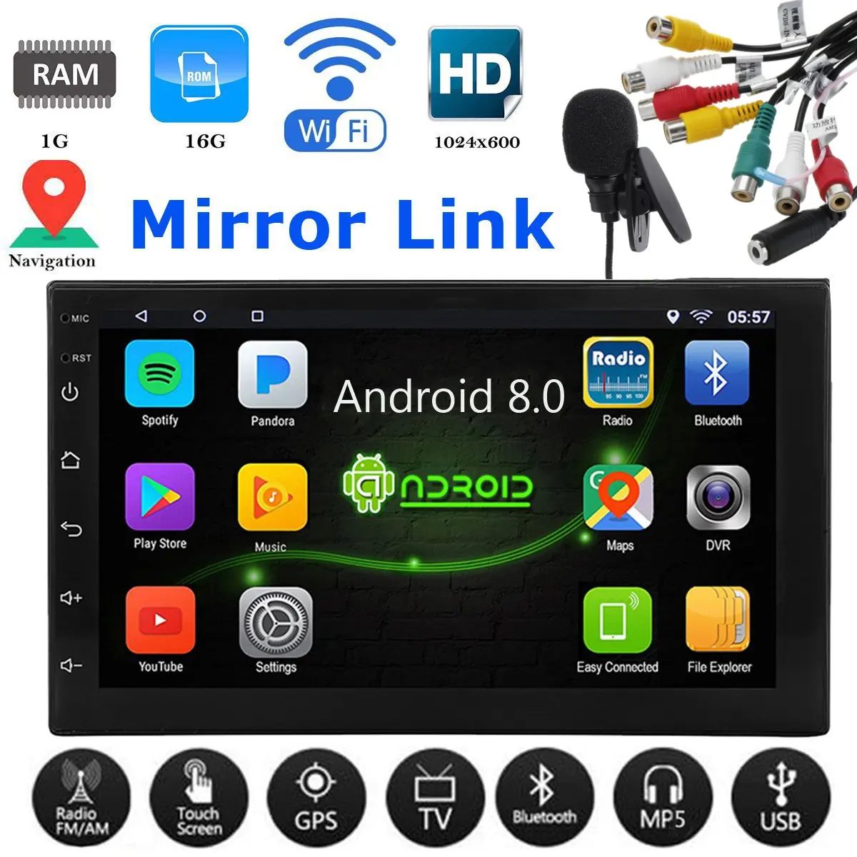 Universal 2Din Car Radio 7 inch Touches Android Player GPS Multimedia Video Player+Microphone bluetooth Wifi Auto Stereo MP5
Universal 2Din Car Radio 7 inch Touches Android Player GPS Multimedia Video Player+Microphone bluetooth Wifi Auto Stereo MP5