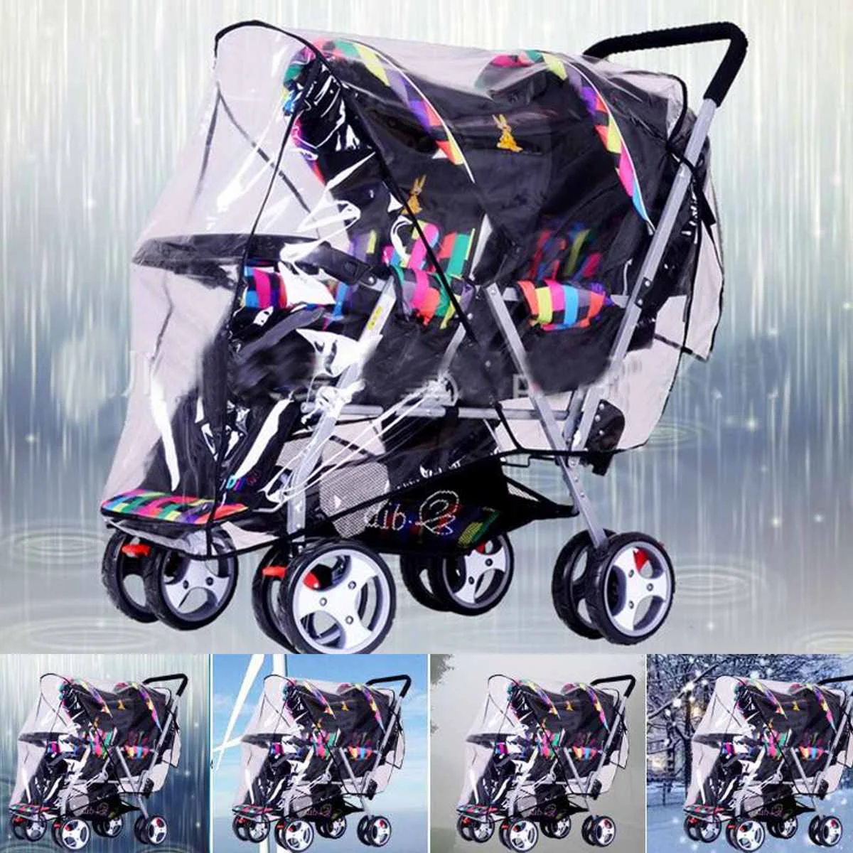 PVC Waterproof Stroller Rain Cover Weather Pram Baby Infant Double Pushchair Wind Shield Rain Covers Outdoors Rain Gear Canopy
PVC Waterproof Stroller Rain Cover Weather Pram Baby Infant Double Pushchair Wind Shield Rain Covers Outdoors Rain Gear Canopy