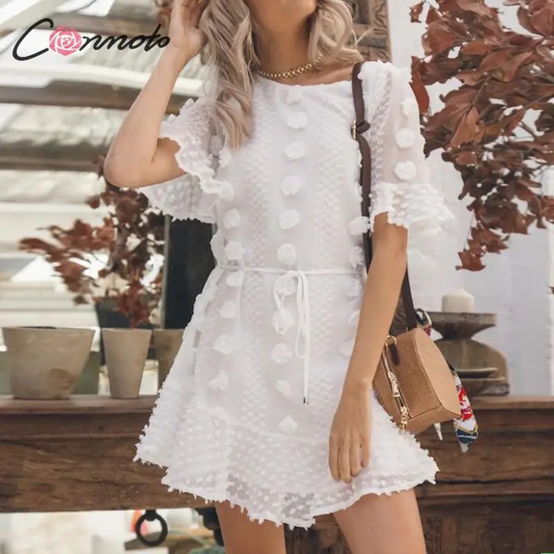 Conmoto Elegant Fashion White Party Women Beach Dress 2019 Casual Ruffle Short Dress Summer Mini Sash Dot Dress Fashion Vestidos
Conmoto Elegant Fashion White Party Women Beach Dress 2019 Casual Ruffle Short Dress Summer Mini Sash Dot Dress Fashion Vestidos