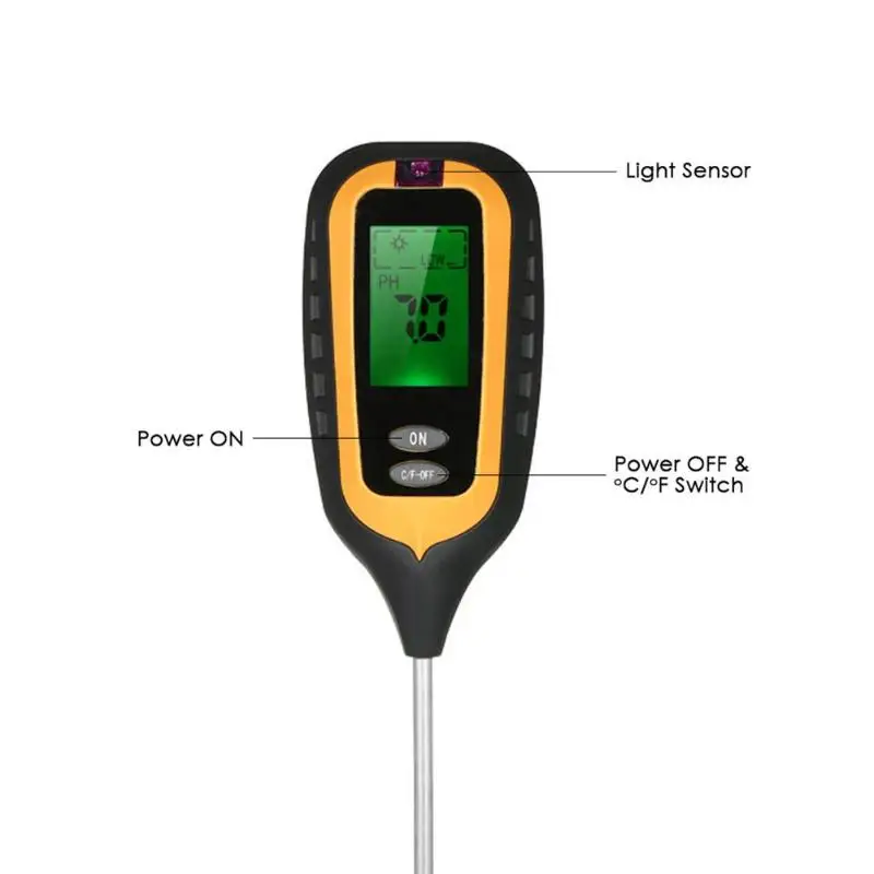 4 in 1 LCD Temperature Moisture Sunlight PH Soil Meter Garden Soil Tester Digital Analyzer Test Detector for Hydroponic Measure
4 in 1 LCD Temperature Moisture Sunlight PH Soil Meter Garden Soil Tester Digital Analyzer Test Detector for Hydroponic Measure