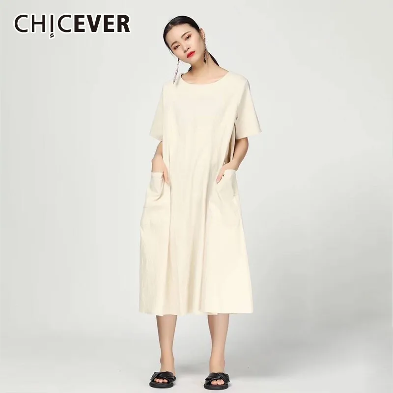 CHICEVER Spring Casual Solid Women Dress O Neck Short Sleeve Patchwork Pockets Loose Oversize A-line Mid-calf Dresses 2019 New
CHICEVER Spring Casual Solid Women Dress O Neck Short Sleeve Patchwork Pockets Loose Oversize A-line Mid-calf Dresses 2019 New
