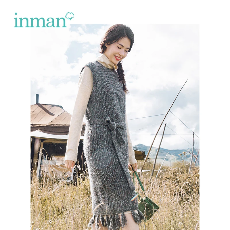 INMAN Winter High Neck Keep Warm Women Clothing Sleeveless Retro Style Tassel Decoration Design Lady Office Dress With Belt
INMAN Winter High Neck Keep Warm Women Clothing Sleeveless Retro Style Tassel Decoration Design Lady Office Dress With Belt