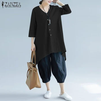 ZANZEA Women Blouse 2020 Spring Ladies 3/4 Sleeve Work Shirt Tops Casual Loose Cotton Blusas Irregular Chemise Clothes Plus Size
ZANZEA Women Blouse 2020 Spring Ladies 3/4 Sleeve Work Shirt Tops Casual Loose Cotton Blusas Irregular Chemise Clothes Plus Size