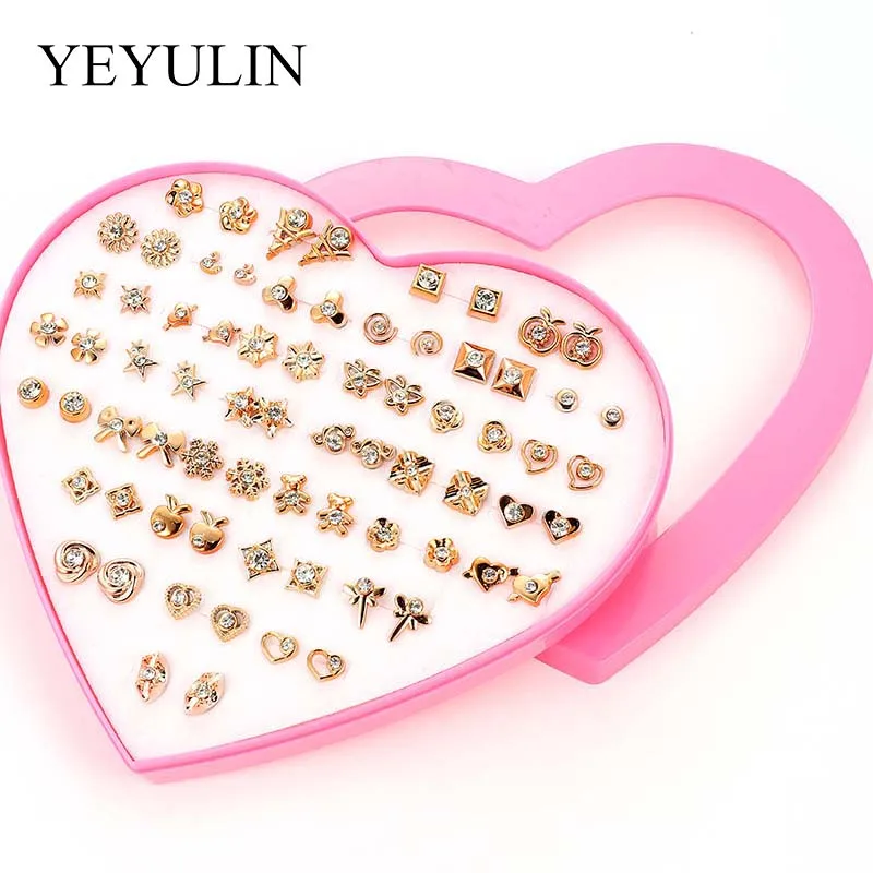 36 pairs Gold Mixed Love Heart Bow Star Bear Stud Earrings Women Girls Rose Butterfly Pink Heart Box Holding Ears Jewelry Gift
36 pairs Gold Mixed Love Heart Bow Star Bear Stud Earrings Women Girls Rose Butterfly Pink Heart Box Holding Ears Jewelry Gift