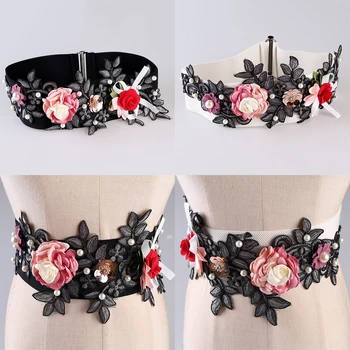 Women's Elastic Stretch Waist Belts Wide Flower Faux Pearls Cinch Belt for Dress
Women's Elastic Stretch Waist Belts Wide Flower Faux Pearls Cinch Belt for Dress
