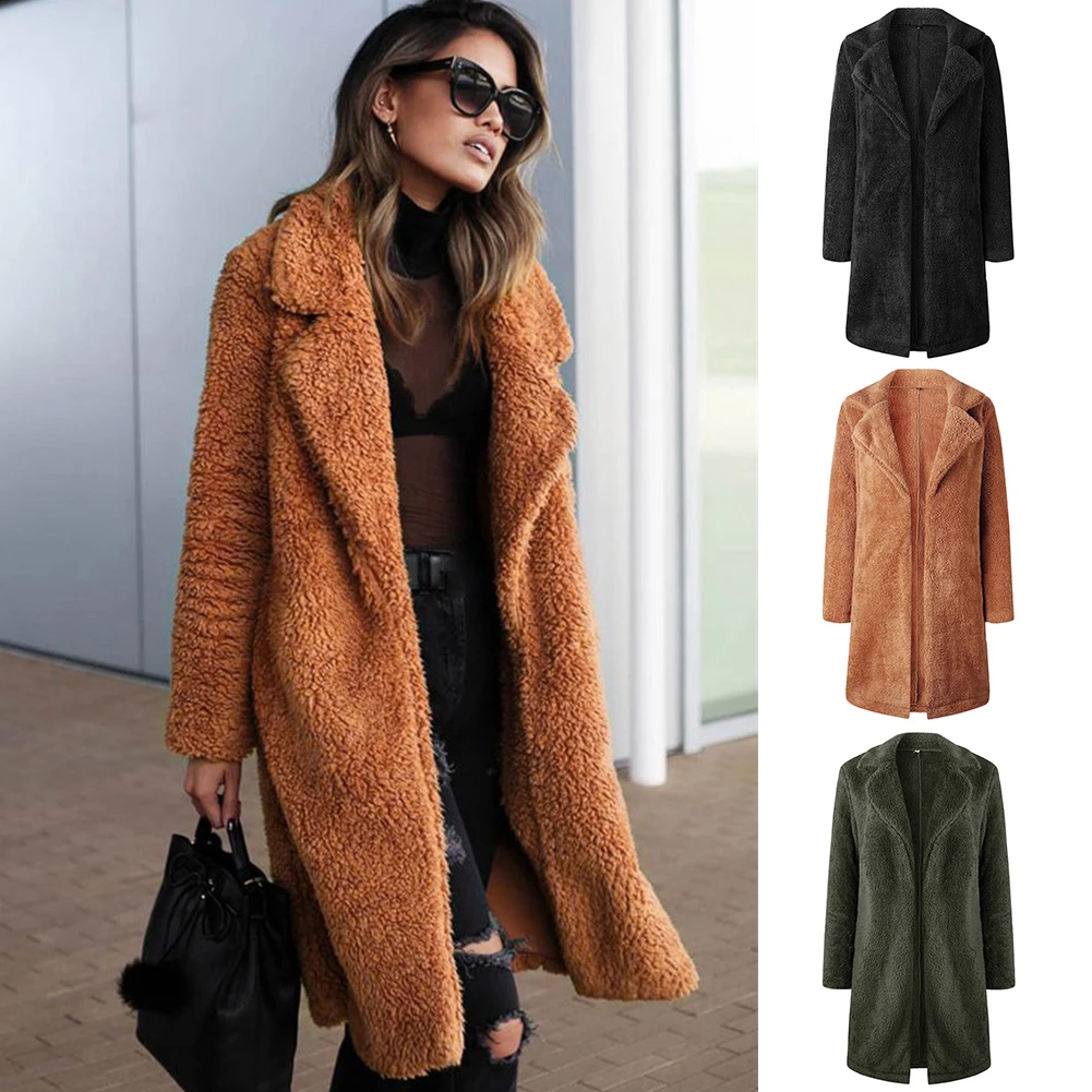 Autumn Winter Women Coat Artificial Fleece Solid Cardigan Outwear Warm Lapel Casual Long Sleeve Trench of Ladies ~
Autumn Winter Women Coat Artificial Fleece Solid Cardigan Outwear Warm Lapel Casual Long Sleeve Trench of Ladies ~