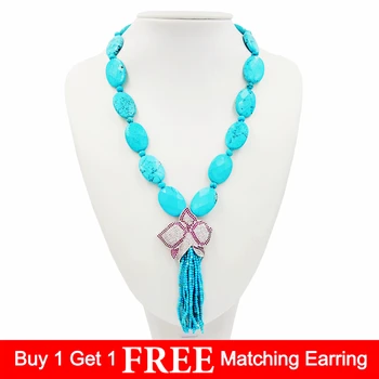 LiiJi Unique Natural Blue Turquoises 18x25mm Crystal Flower Pendant 2mm Round Beads Tassels Nice Gift for Women 50cm/20''
LiiJi Unique Natural Blue Turquoises 18x25mm Crystal Flower Pendant 2mm Round Beads Tassels Nice Gift for Women 50cm/20''