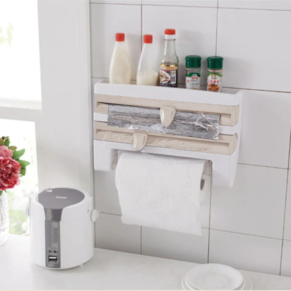 4-In-1 Wall-Mounted Kitchen Paper Holder Package Machine With Spice Rack Kitchen Shelf Plastic Hang Holder
4-In-1 Wall-Mounted Kitchen Paper Holder Package Machine With Spice Rack Kitchen Shelf Plastic Hang Holder