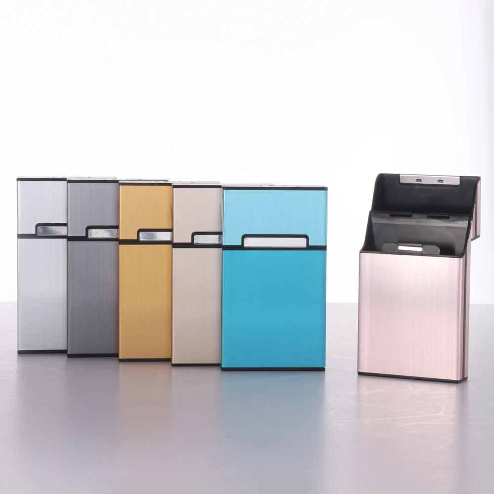 

Hot Sale 1PC Smoking Cigarettes Aluminum Cigarette Case Cigar Tobacco Holder Pocket Box Storage Container Gift Box