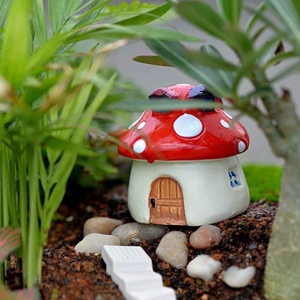Garden Ornament Mushroom House Resin Figurine Craft Plant Pot Fairy Decoration | Дом и сад