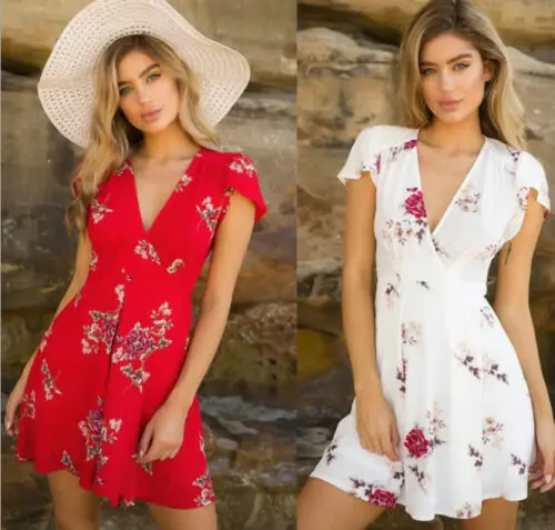 2019 Women Floral Print Short Sleeve Mini Dress Summer Party Evening V neck High Waist Loose Long Shirt Sundress
2019 Women Floral Print Short Sleeve Mini Dress Summer Party Evening V neck High Waist Loose Long Shirt Sundress