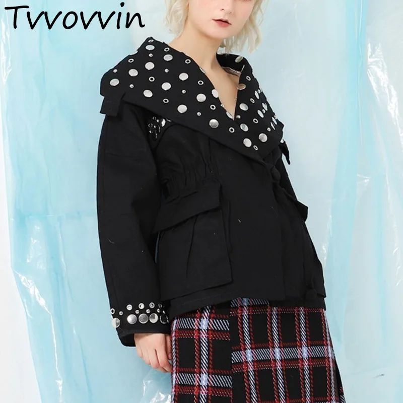 Rivet Eyelet Female Jacket Coat Lapel Long Sleeve Big Sizes Jackets For Women 2019 Spring Autumn Fashion Streetwear Fashion Q829
Rivet Eyelet Female Jacket Coat Lapel Long Sleeve Big Sizes Jackets For Women 2019 Spring Autumn Fashion Streetwear Fashion Q829