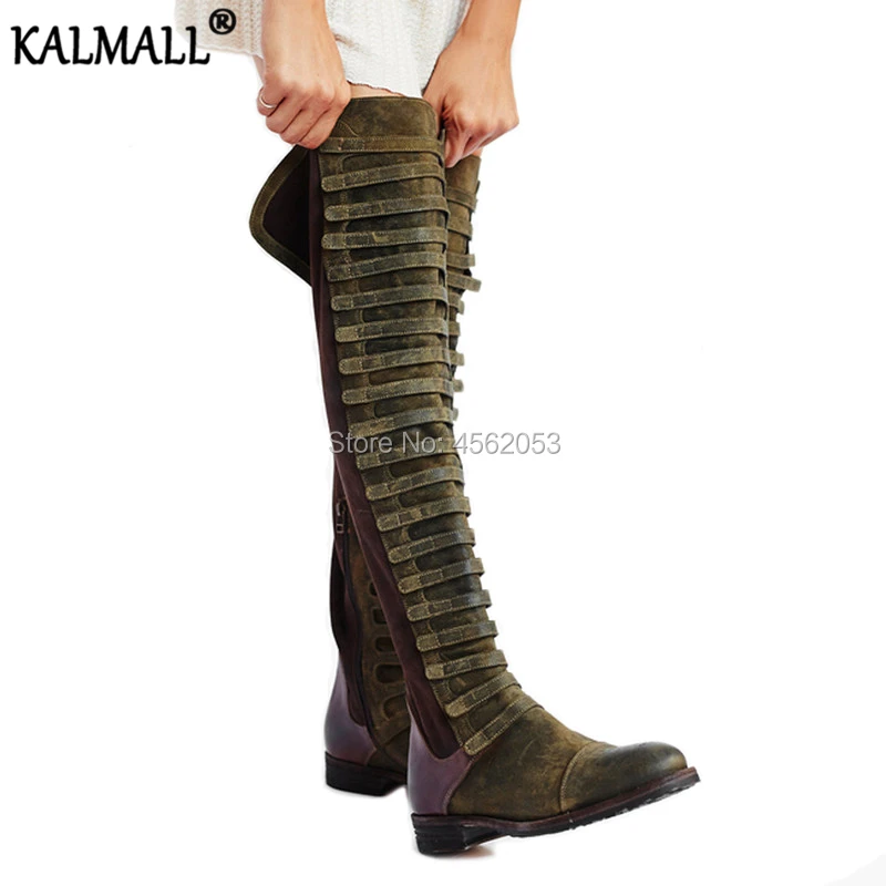 KALMALL Autumn Winter Ladies Vintage Shoes Long Gladiator Botines Zapatos De Mujer Patchwork Black Green Flat Knee High Boots
KALMALL Autumn Winter Ladies Vintage Shoes Long Gladiator Botines Zapatos De Mujer Patchwork Black Green Flat Knee High Boots