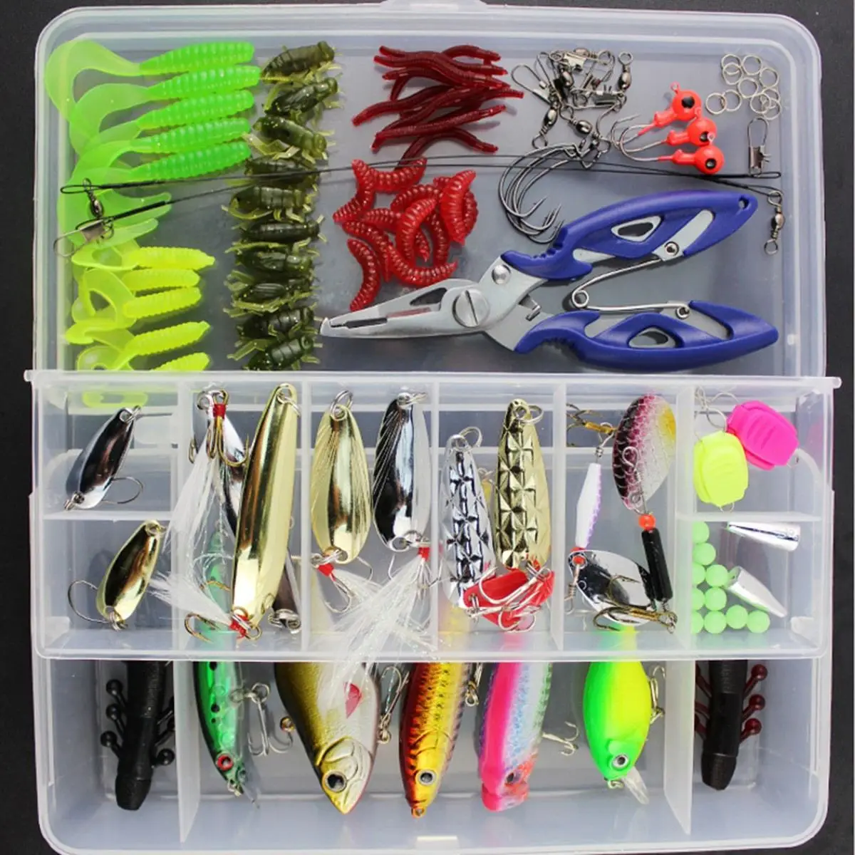 101Pcs/pack 370g Multifunctional Fishing Lure Bait Kit Tackle Suit Hard Soft Sequins Fish Lure Set Almighty Fish Accessory Tool
101Pcs/pack 370g Multifunctional Fishing Lure Bait Kit Tackle Suit Hard Soft Sequins Fish Lure Set Almighty Fish Accessory Tool