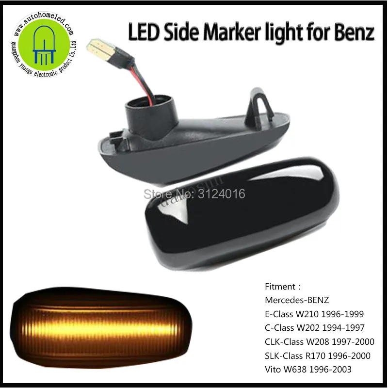 2pc X dahosun Side Marker for Benz W210 W202 W208 R170 W638 Vito LED Style Clear Repeater Amber Light 
2pc X dahosun Side Marker for Benz W210 W202 W208 R170 W638 Vito LED Style Clear Repeater Amber Light