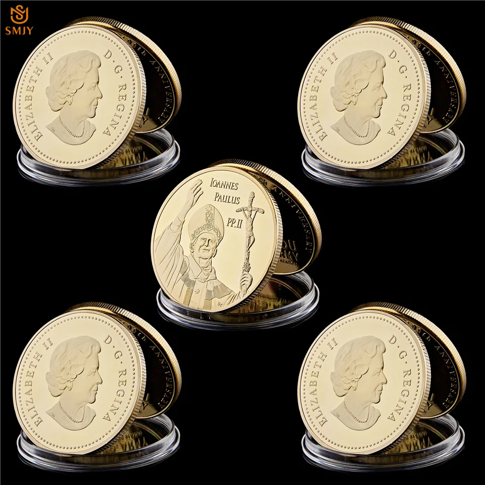 5Pcs World Celebrity Elizabeth II And Vatican Catholic Ioannes Paulus PP. II Gold Replica Commemorative Coins Collection
5Pcs World Celebrity Elizabeth II And Vatican Catholic Ioannes Paulus PP. II Gold Replica Commemorative Coins Collection