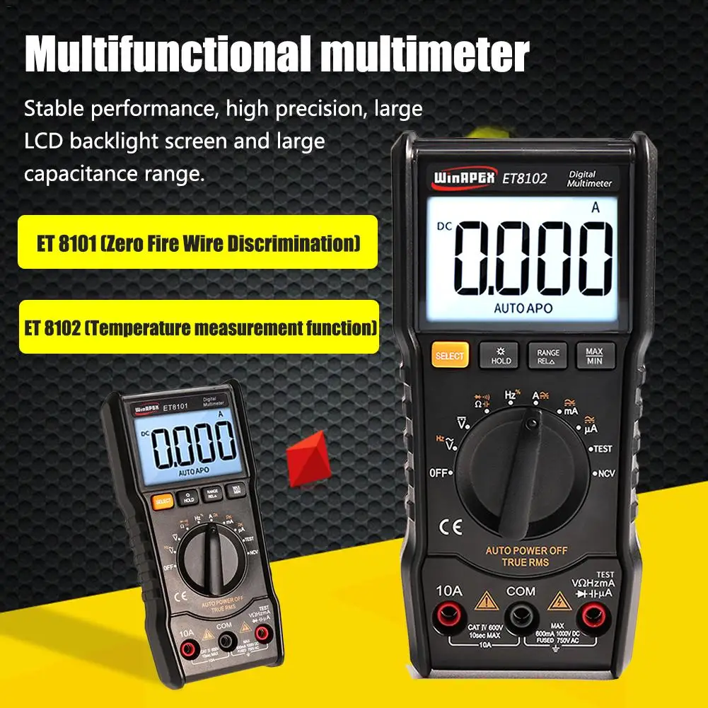 Auto Ranging Digital Multimeter AC/DC Voltage Current Battery Auto-Ranging DMM VFC Temperature Capacitance Tester
Auto Ranging Digital Multimeter AC/DC Voltage Current Battery Auto-Ranging DMM VFC Temperature Capacitance Tester