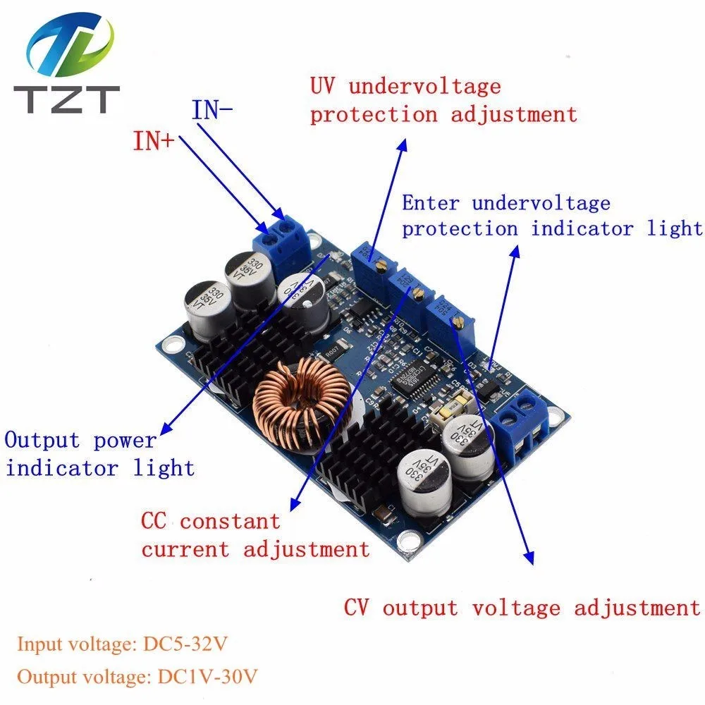 TZT LTC3780 DC-DC 5-32V to 1V-30V 10A Automatic Step Up Down Regulator Charging Module Power supply module
TZT LTC3780 DC-DC 5-32V to 1V-30V 10A Automatic Step Up Down Regulator Charging Module Power supply module