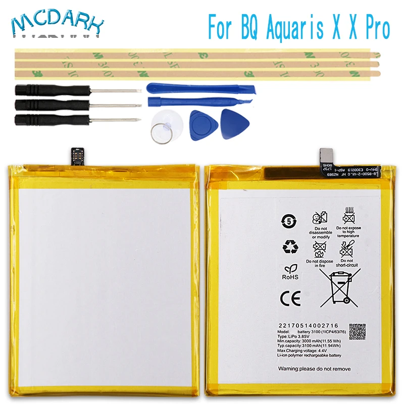 3100mAh Hight capacity For BQ Aquaris X X Pro Battery Cell Phone Replacement Batteries Rechargeable For BQ Aquaris X X Pro+Tools
3100mAh Hight capacity For BQ Aquaris X X Pro Battery Cell Phone Replacement Batteries Rechargeable For BQ Aquaris X X Pro+Tools