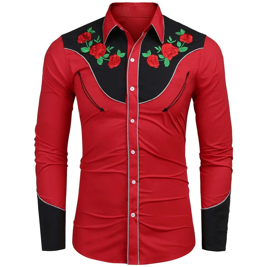 Men Casual Long Sleeve Turn-down Collar Shirt Fashion Button Embroidery Western Shirts Spring Autumn Shirt Male Tops 2019
Men Casual Long Sleeve Turn-down Collar Shirt Fashion Button Embroidery Western Shirts Spring Autumn Shirt Male Tops 2019