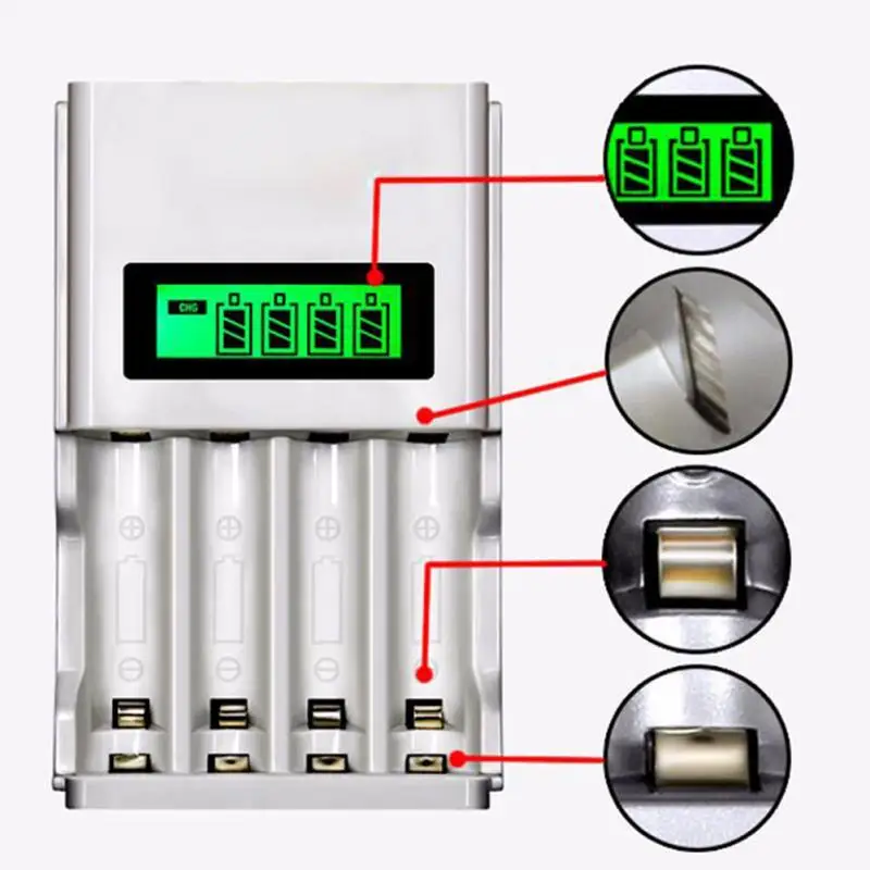 Hot Sale 1.2V 4 Slots AA AAA NIMH Nicd Quick Charge Battery Charger LCD Display with EU AU US UK Plug LCD Battery Charger
Hot Sale 1.2V 4 Slots AA AAA NIMH Nicd Quick Charge Battery Charger LCD Display with EU AU US UK Plug LCD Battery Charger