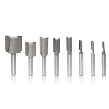 New 8Pcs 1/4 Milling Cutter Shank Straight Router Bit Set Diameter Wood Cutting Tool