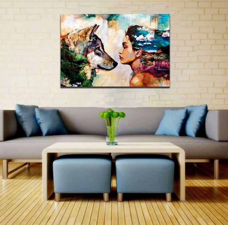 Nordic Abstract Decorative Painting Wolf and Girl Canvas Painting Living Room Sofa Background Frameless Multicolor Wall Art
Nordic Abstract Decorative Painting Wolf and Girl Canvas Painting Living Room Sofa Background Frameless Multicolor Wall Art