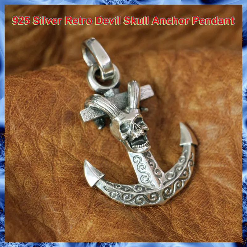 925 Sterling Silver Devil Skull Cross Pendant Steel and Silver Necklace Knight's Punk Retro Fashion Anchor Pendant TA142
925 Sterling Silver Devil Skull Cross Pendant Steel and Silver Necklace Knight's Punk Retro Fashion Anchor Pendant TA142