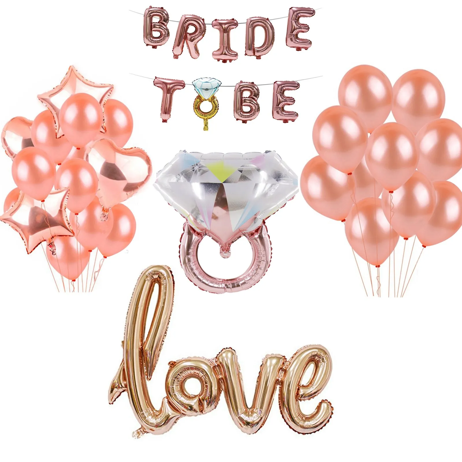 Rose Gold Ring Aluminum Foil Balloons LOVE Heart Bridal to Be Balloons Bride Wedding Valentine's Day Party Decorations Supplies
Rose Gold Ring Aluminum Foil Balloons LOVE Heart Bridal to Be Balloons Bride Wedding Valentine's Day Party Decorations Supplies