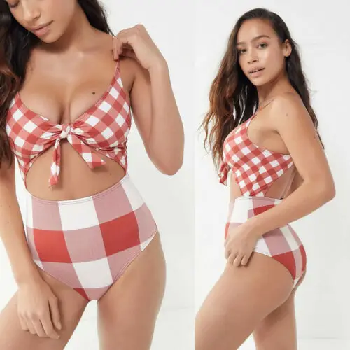 Women's One Piece Swimwear Ladies Summer Sexy Bandage Plaid Fashion Swimsuit Push Up Padded Bathing Bikini Beachwear Suit
Women's One Piece Swimwear Ladies Summer Sexy Bandage Plaid Fashion Swimsuit Push Up Padded Bathing Bikini Beachwear Suit