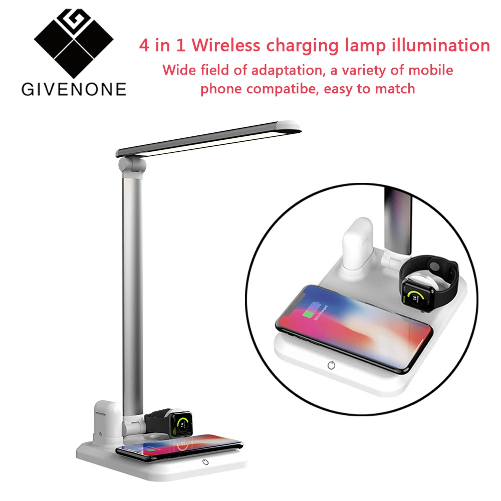 GIVENONE 4 In1 LED Desk Lamp Wireless Charger For IPhone X/Apple Watch/Airpods Touch On/Off Switch Three Light Modes Table Lamp
GIVENONE 4 In1 LED Desk Lamp Wireless Charger For IPhone X/Apple Watch/Airpods Touch On/Off Switch Three Light Modes Table Lamp