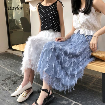 Fitaylor 2020 Women Summer Mesh Cake Skirt Sweet Tassels High Waist Long Ball Gown Female Voile Tassel Skirt
Fitaylor 2020 Women Summer Mesh Cake Skirt Sweet Tassels High Waist Long Ball Gown Female Voile Tassel Skirt