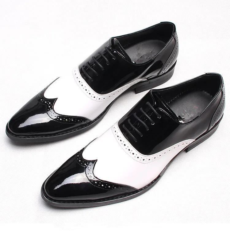 

Mens Genuine Leather Oxfords 2018 Spring Autumn Pointed Toe Italian Leather Carved Oxfords Shoes Borgues Lace up Shoes