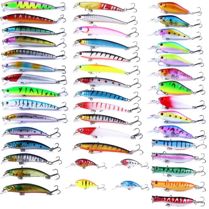 46pcs Fishing Lure Artificial Bait 3D Eyes Minnow Wobbler Pesca Crankbait Popper Fishing Tackle Set
46pcs Fishing Lure Artificial Bait 3D Eyes Minnow Wobbler Pesca Crankbait Popper Fishing Tackle Set