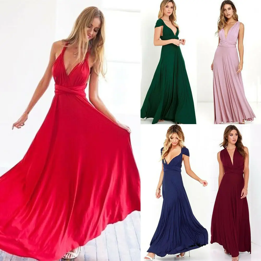 Women Lady Evening Chiffon Dress Convertible Multi Way Wrap V-Neck Formal Long Dress Elegant
Women Lady Evening Chiffon Dress Convertible Multi Way Wrap V-Neck Formal Long Dress Elegant