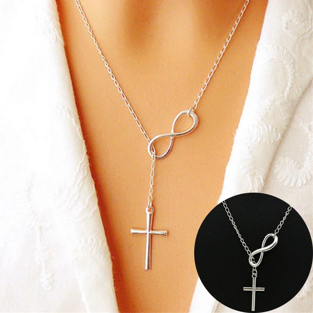 Women Fashion Necklace Stainless Steel Infinity Charm Cross Chains Necklaces Pendant Ladies Silver Jewelry Necklace Gift
Women Fashion Necklace Stainless Steel Infinity Charm Cross Chains Necklaces Pendant Ladies Silver Jewelry Necklace Gift