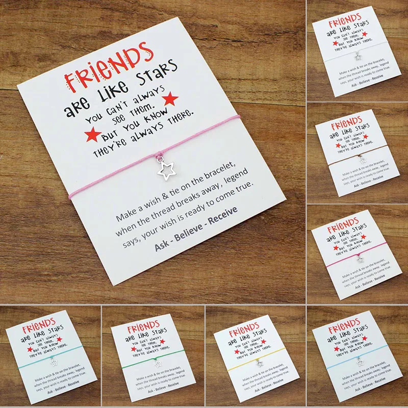 1PC Valentines Gift Friends are like Stars Gifts Lucky Wish Candy Color Rope Chain Seaside Adjustable Bracelet Wedding Women
1PC Valentines Gift Friends are like Stars Gifts Lucky Wish Candy Color Rope Chain Seaside Adjustable Bracelet Wedding Women