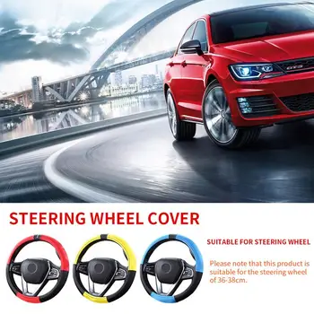 36-38CM Leather Car Steering Wheel Cover Sports Style Round D Shape Sleeve For Four Seasons Car-styling 
36-38CM Leather Car Steering Wheel Cover Sports Style Round D Shape Sleeve For Four Seasons Car-styling