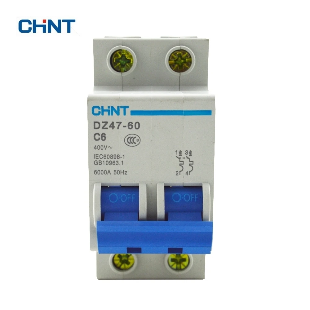 CHINT Miniature Circuit Breaker Small Circuit Breakers Home Air Switch DZ47-60 2P C6 Short Circuit Protector MCB
CHINT Miniature Circuit Breaker Small Circuit Breakers Home Air Switch DZ47-60 2P C6 Short Circuit Protector MCB