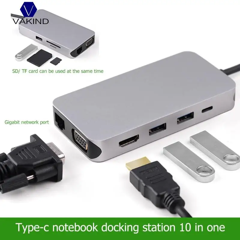 10 in 1 USB C Hub Type C to HDMI VGA RJ45 USB 3.0 Thunderbolt Audio for SD TF Card Reader Adapter for MacBook Laptop
10 in 1 USB C Hub Type C to HDMI VGA RJ45 USB 3.0 Thunderbolt Audio for SD TF Card Reader Adapter for MacBook Laptop