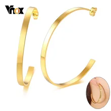 Vnox Einfache Große Ohrringe für Frauen Schmuck Gold-Ton Edelstahl Hoop Ohrringe arete(China)