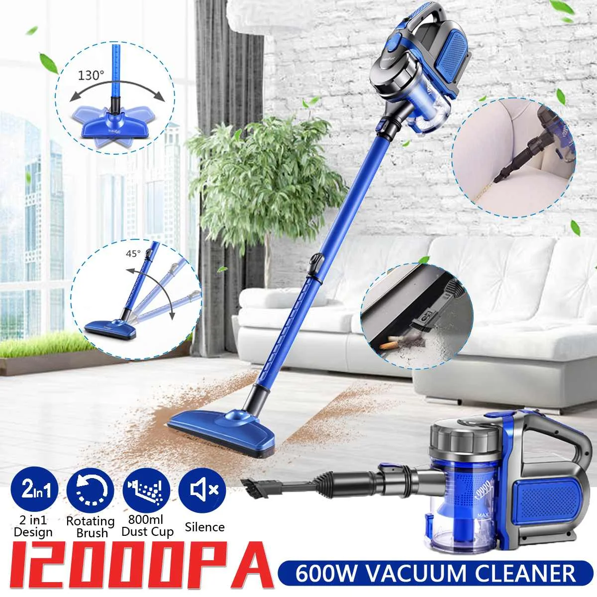 2 in 1 Handheld Vacuum Cleaner 220V 600W Protable Cyclone Filter 12000Pa Suction Carpet Sweep Dust Mite Collector For Home Car
2 in 1 Handheld Vacuum Cleaner 220V 600W Protable Cyclone Filter 12000Pa Suction Carpet Sweep Dust Mite Collector For Home Car