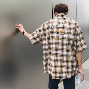 Summer New Fashion Trend Youth Style Small Fresh Wild Casual Plaid Embroidery Letters Stitching Couple Short-sleeved Shirt
Summer New Fashion Trend Youth Style Small Fresh Wild Casual Plaid Embroidery Letters Stitching Couple Short-sleeved Shirt