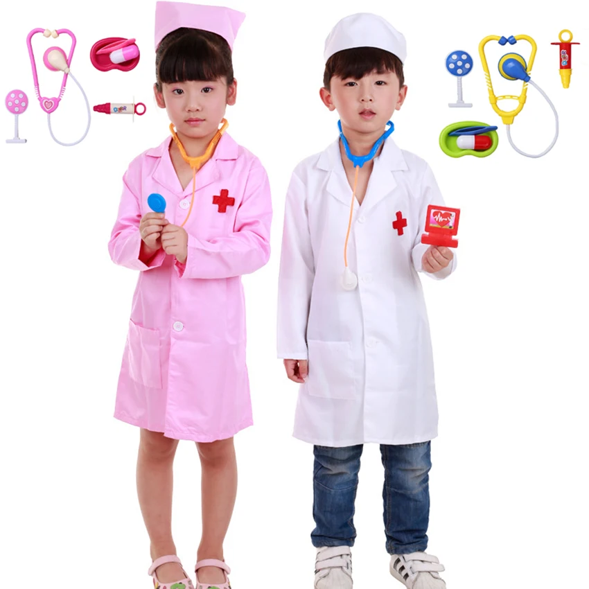 

Carnival Children Cosplay Doctor Costumes for Kids Halloween Party Nurse Wear Fancy Girl Boy Clothing Surgery Toy Set Role Play