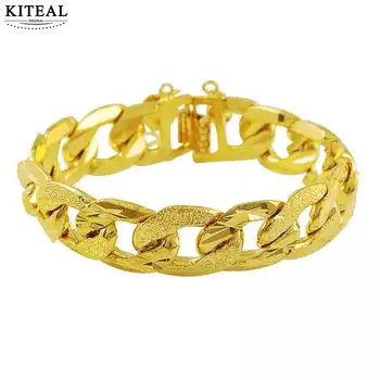 KITEAL Fashion jewelry 24k yellow gold color 15.5mm thick men bracelet bangles font gold pulseras Birthday's Gift
KITEAL Fashion jewelry 24k yellow gold color 15.5mm thick men bracelet bangles font gold pulseras Birthday's Gift