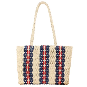 Straw Handbags Rattan Beach Bag Vertical Striped Shoulder Woven Bag Fashion Handbag Summer Vacation Pat Beach Woven Bag
Straw Handbags Rattan Beach Bag Vertical Striped Shoulder Woven Bag Fashion Handbag Summer Vacation Pat Beach Woven Bag