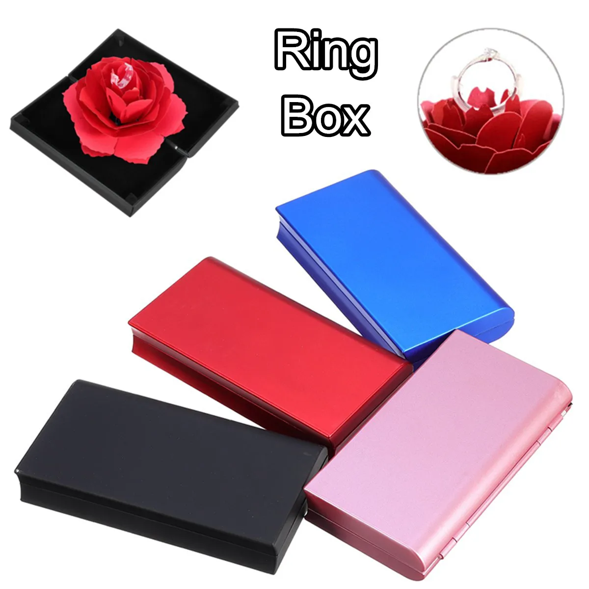 High Range Folding Flower Ring Box Rotating Rose Ring Box Birthday Valentine's Day Wedding Jewelry Display Boxes 4 Colors
High Range Folding Flower Ring Box Rotating Rose Ring Box Birthday Valentine's Day Wedding Jewelry Display Boxes 4 Colors